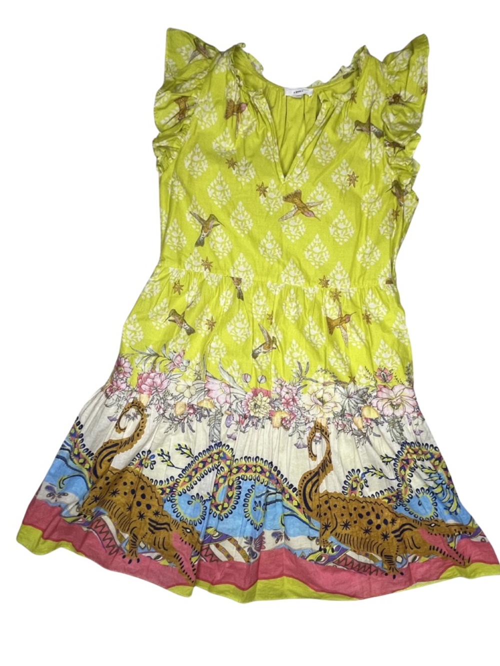 A Loves A hummingbird alligator floral print tiered mini Summer Dress